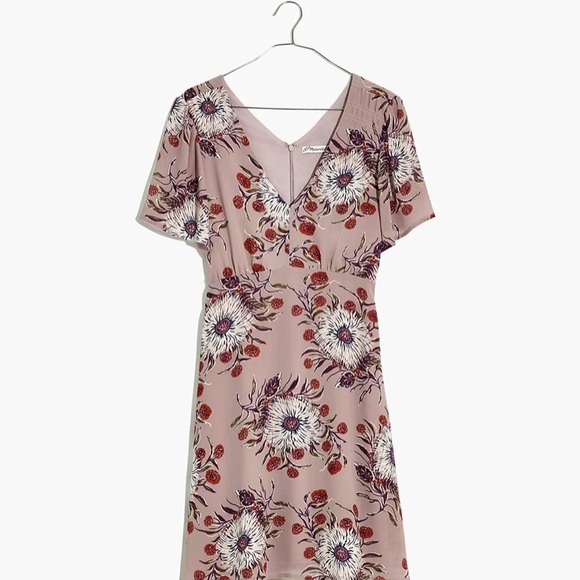 Madewell Smock-Shoulder Mini Dress in Painted Blooms - Size 4 - Picture 4 of 7